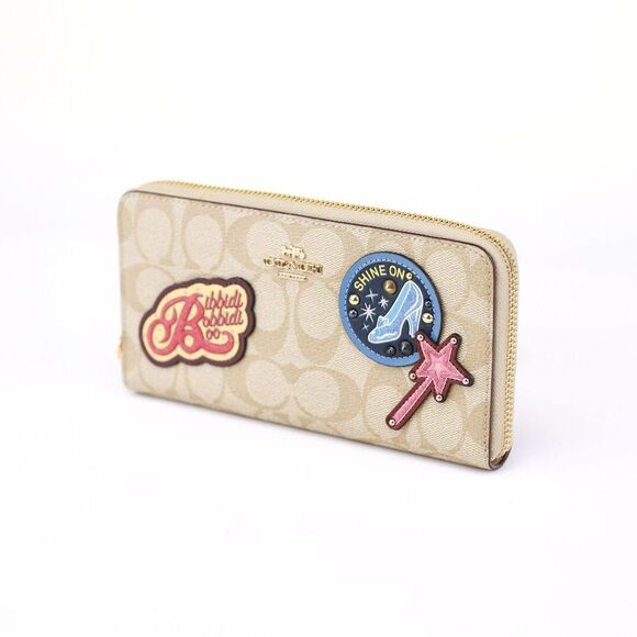 NWT Coach Disney Patches Zip Wallet Signature Light Khaki - Picture 4 of 10